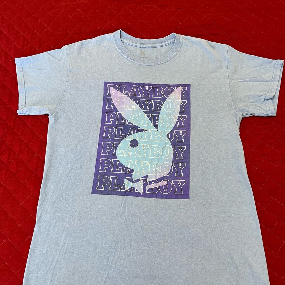 PLAYBOY Light Blue Crewneck Tee with Subtle Logo